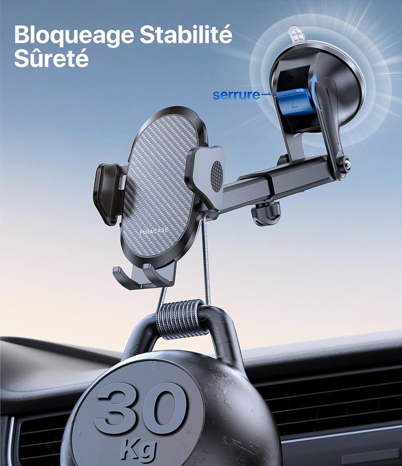 Support Téléphone Voiture [2025 Ventouse Puissante] Porte Telephone Voiture Tableau De Bord, Rotation 360° Portable Ventouse Pour Iphone Compatible Avec 4-7.2" Smartphone