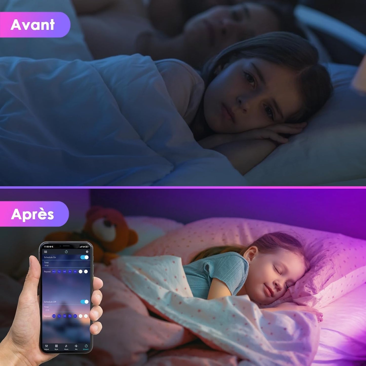 HOVVIDA Ruban LED 5M, 30 Led/Mètre, 24V RVB Bande LED, 150 LED, APP Et Télécommande, Synchronisation De La Musique, Mode Minuterie, Pour Chambre, Salle De Jeux, Fête, Festival