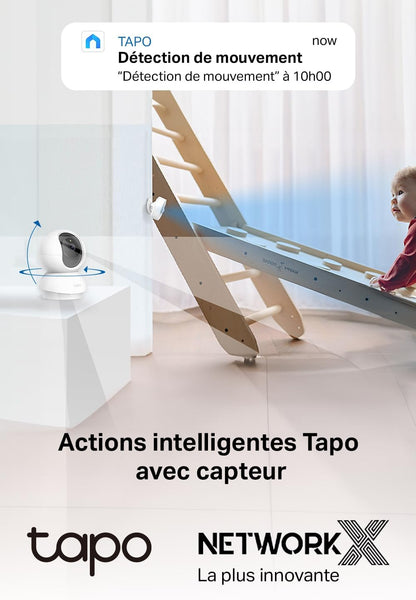 C200 Caméra Surveillance Wifi Intérieure 360° 1080P, Vision Nocturne, Notifications En Temps Réel, Détection De Personne, Suivi De Mouvement, Télécommande, Compatible Avec Alexa