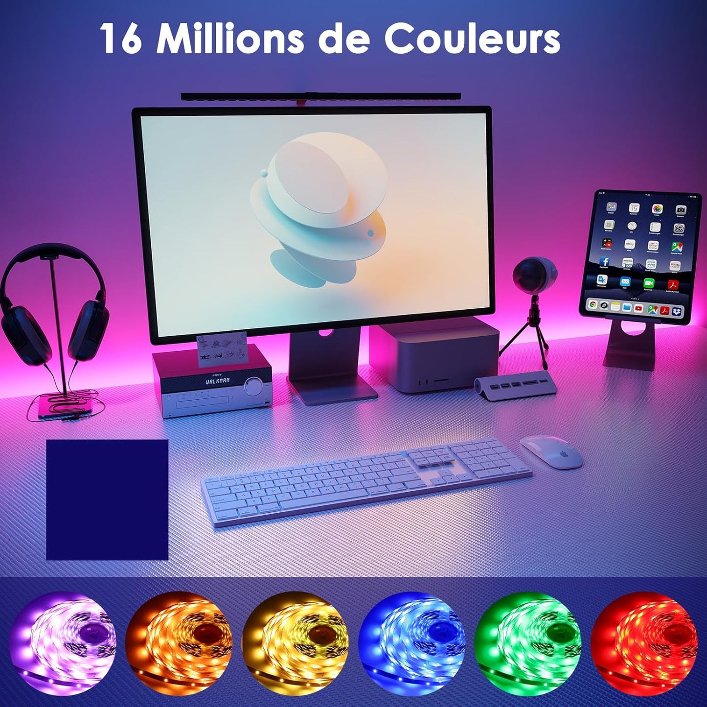 HOVVIDA Ruban LED 5M, 30 Led/Mètre, 24V RVB Bande LED, 150 LED, APP Et Télécommande, Synchronisation De La Musique, Mode Minuterie, Pour Chambre, Salle De Jeux, Fête, Festival