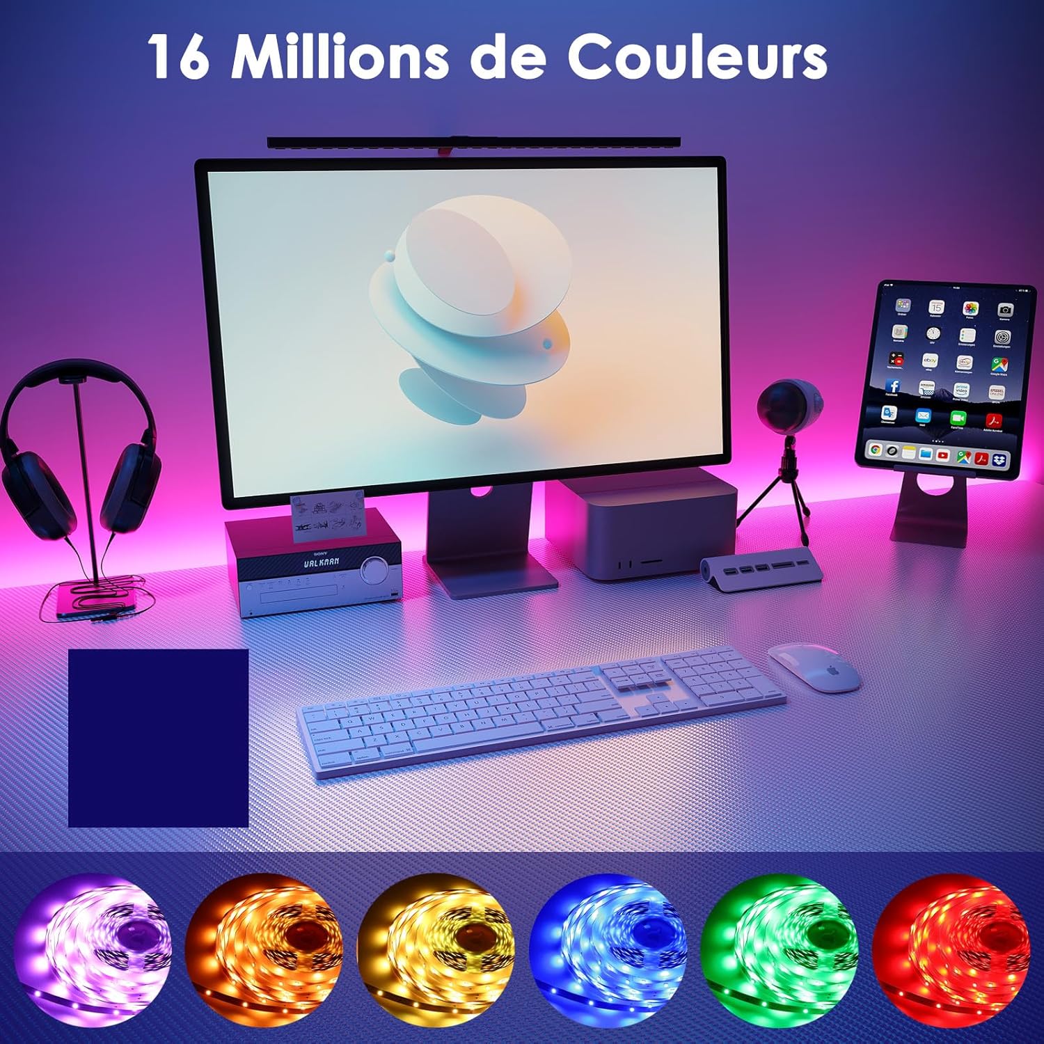 HOVVIDA Ruban LED 5M, 30 Led/Mètre, 24V RVB Bande LED, 150 LED, APP Et Télécommande, Synchronisation De La Musique, Mode Minuterie, Pour Chambre, Salle De Jeux, Fête, Festival