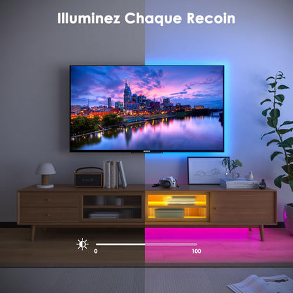 HOVVIDA Ruban LED 5M, 30 Led/Mètre, 24V RVB Bande LED, 150 LED, APP Et Télécommande, Synchronisation De La Musique, Mode Minuterie, Pour Chambre, Salle De Jeux, Fête, Festival