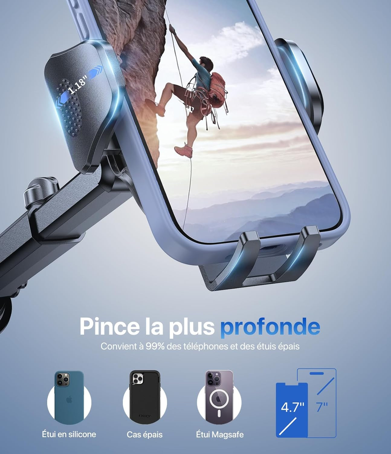 Support Téléphone Voiture [2025 Ventouse Puissante] Porte Telephone Voiture Tableau De Bord, Rotation 360° Portable Ventouse Pour Iphone Compatible Avec 4-7.2" Smartphone