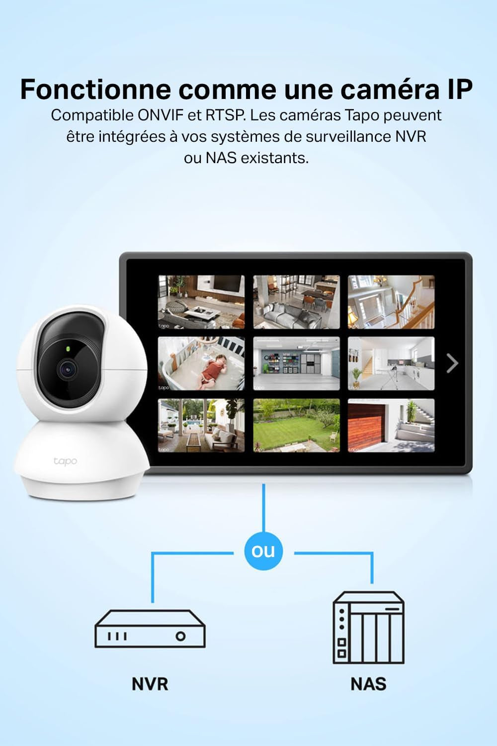 C200 Caméra Surveillance Wifi Intérieure 360° 1080P, Vision Nocturne, Notifications En Temps Réel, Détection De Personne, Suivi De Mouvement, Télécommande, Compatible Avec Alexa